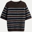 Opus Gestreifter Kurzarmpullover Pimota Braun 38