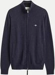 Gant Strickjacke aus Lambswool mit Rei&szlig;verschluss 480-DARK NAVY MELANGE M