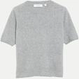Comma Kurzarm-Wollpullover Grau 34