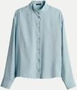 Opus Satinbluse Fasofta mit Faltendetail am R&uuml;cken Blau 34