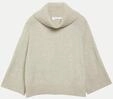 Comma Poncho-Pullover mit weitem Kragen Beige S