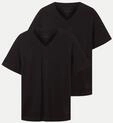 Tom Tailor Casual T-Shirt im 2er Pack mit V-Ausschnitt Schwarz XL