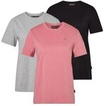 Pinewood Damen 3-Pack T-Shirt Grey Melange/D.Pink/Black XL