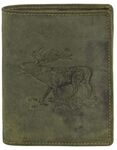Greenburry Geldb&ouml;rse Leder mit Hirsch "Vintage Hunting" 9x12cm Oliv