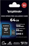 Voigtl&auml;nder 64GB microSDXC Prof. High- Speed UHS-I, Cl10, U3, V30 (100/95 MB/s)