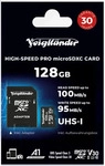 Voigtl&auml;nder 128GB microSDXC Prof. High- Speed UHS-I, Cl10, U3, V30 (100/95 MB/s)