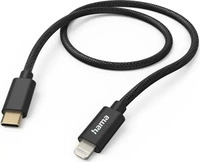Hama Fabric USB-C - Lightning Ladekabel 1,5m Nylon, f&uuml;r iPhone, schwarz
