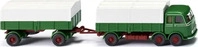 WIKING 042905, WIKING 042905 1:87 Pritschenh&auml;ngerzug (MB LP 333) - grasgr&uuml;n