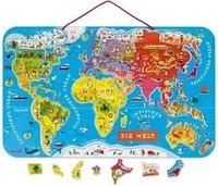 JANOD J05490, JANOD J05490 Magnetische Landkarte Die Welt Deutsch 92 Teile (Holz)
