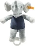 STEIFF 242410, STEIFF 242410 GOTS Eliot Elefant Spieluhr, hellgrau/blau 22 cm