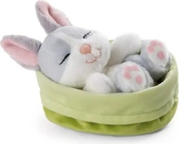NICI 48706, NICI 48706 Kuscheltier Hase grau 12cm schlafend im gr&uuml;nen K&ouml;rbchen