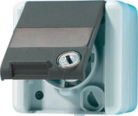 Jung 820NAWSL, JUNG 820NAWSL SCHUKO-Steckdose mit Schriftfeld Klappdeckel mit