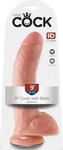 King Cock Realistischer Dildo mit Saugnapf und Hoden-Design 22,9 cm in hellem...