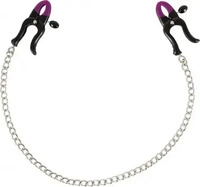 Bad Kitty Verstellbare Silikon-Nippelklemmen mit Kette 37 cm schwarz/lila