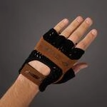 CHIBA Retro - Radhandschuhe XS schwarz/braun, geh&auml;kelte Oberhand, gepolstert