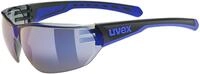Uvex Equate Sportbrille - Schwarz-Blau, verspiegelte Gl&auml;ser, 100% UV-Schutz,