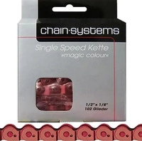 Point Kette Magic Colour rot f&uuml;r Single Speed 1/2x1/8Zoll 102 Glieder 6,6mm BMX