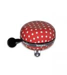 Basil Ding-Dong Fahrradklingel Polka Dot 80 mm - Rot mit wei&szlig;en Punkten - 2-Klang
