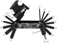 CONTEC Pocket Gadget F22 Stealth Fahrrad-Multitool, 22 Funktionen, Kettennieter,