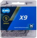 KMC X9 Kette grau, 9-fach, 114 Glieder, 1/2" x 11/128", 6,6 mm, mit MissingLink, f&uuml;r