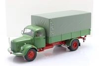 Mercedes-Benz L3500 Pritschen-LKW mit Plane gr&uuml;n 1:18 Schuco