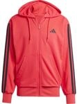 Adidas Essentials 3-Streifen French Terry Herren Kapuzensweater, rot 4067901392364