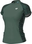 Arena Swim S/s Rash Allover Damen T-Shirt, gr&uuml;n 3468337772729