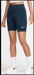 Nike Classic High-Waisted 8' Biker Damen Tights, blau, Gr. L 0197596352641