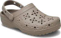 Crocs Pantoletten Classic Floral Cut Out Clog 210927 Braun Damen