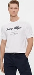 Tommy Hilfiger T-Shirt Script Logo Tee MW0MW33691 Wei&szlig; Regular Fit Herren