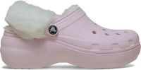 Crocs Pantoletten Classic Platform Fuzz Lined Clog 212854 Rosa Damen