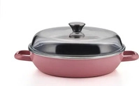 Riess Schmorpfanne mit Glasdeckel 24cm Pink