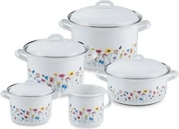 Riess Emailset Flora Geschirr-Set 5-teilig Topfset Geschirr-Set