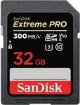 SanDisk Extreme PRO SDHC UHS-II Speicherkarte V90 32 GB (300 MB/s, 8K-, 4K- und