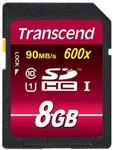 Transcend Ultimate-Speed SDHC Class 10 UHS-1 8 GB Speicherkarte (bis 90MB/s Lesen)