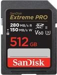 SanDisk Extreme PRO SDXC UHS-II Speicherkarte V60 512 GB (280 MB/s, 6K, 4K UHD,...