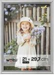 WOLTU Bilderrahmen A4 (21x29,7 cm) Silber, Fotorahmen aus Massivholz und PS-Platte,