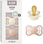 BIBS Supreme Schnuller, 6-18 Monate, 2er-Pack, Ivory/Blush | Symmetrischer Sauger 