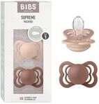 BIBS Supreme Schnuller, 0-6 Monate, 2er-Pack, Woodchuck/Blush | Symmetrischer Sauger
