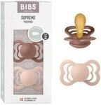 BIBS Supreme Schnuller, 6-18 Monate, 2er-Pack, Woodchuck/Blush | Symmetrischer Sauger