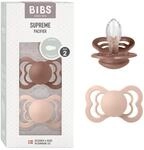 BIBS Supreme Schnuller, 6-18 Monate, 2er-Pack, Woodchuck/Blush | Symmetrischer Sauger