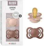BIBS Supreme Schnuller, 0-6 Monate, 2er-Pack, Woodchuck/Blush | Symmetrischer Sauger