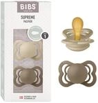 BIBS Supreme Schnuller, 0-6 Monate, 2er-Pack, Vanilla/Dark Oak | Symmetrischer Sauger