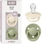 BIBS De Lux Schnuller, 0+ Monate, 2er-Pack, Runder Sauger, Ivory/Sage | Silikon 