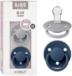 BIBS De Lux Schnuller, 0+ Monate, 2er-Pack, Cloud/Steel Blue | Runder Sauger 
