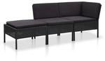 vidaXL Gartenm&ouml;bel 3-TLG. mit Auflagen Sitzgruppe Garten Garnitur Lounge Sofa