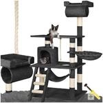 tectake Kratzbaum f&uuml;r Katzen mit Katzen H&auml;ngematte, Liegemulde, H&ouml;hle, Treppe,