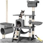 tectake Kratzbaum f&uuml;r Katzen mit Katzen H&auml;ngematte, Liegemulde, H&ouml;hle, Treppe,