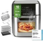 GOURMETmaxx Digitale Hei&szlig;luftfritteuse 12 L, XXL-Edelstahl-Ofen | Airfryer + Timer,