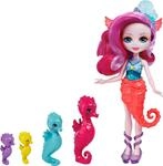 Enchantimals HCF73 - Royal Sedda Seahorse Puppe, Mit 4 Seepferdchen Tierfiguren,